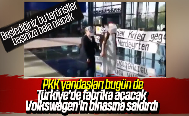 PKK yandaşlarından Volkswagen binasına saldırı