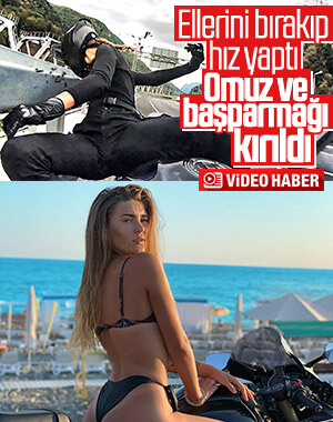 Motosikletli Rus model kaza yaptı