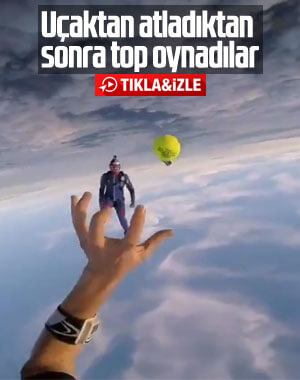 Uçaktan atlayan iki kişinin eğlenceli anları