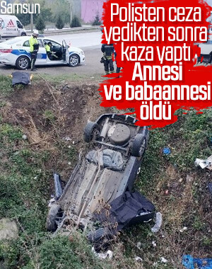 Samsun'da ceza yiyen sürücü otomobiliyle menfeze uçtu