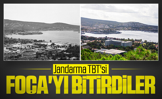 Foça Jandarma Komando Okulu manzarasının öncesi-sonrası