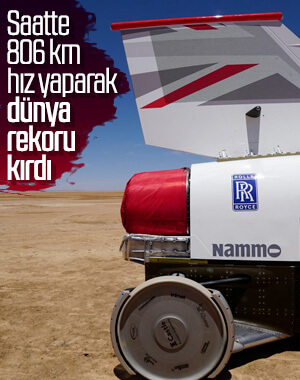 Bloodhound isimli araç, saatte 806 km hız yaparak rekor kırdı