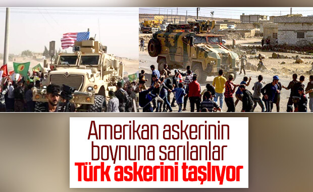 YPG'liler Türk askerini taşladı