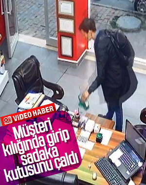 Arnavutköy'de sadaka kutusunu çalan hırsız kamerada