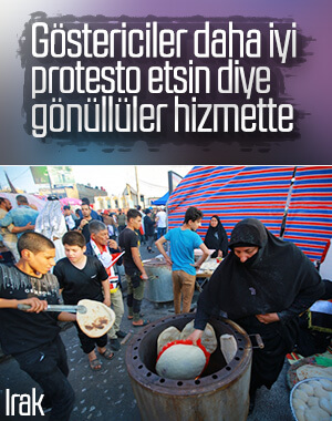 Irak'ta göstericilere gönüllü hizmet