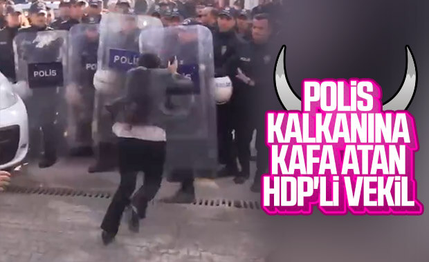 HDP'li millevekili polis kalkanına koşarak kafa attı