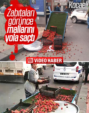 Kocaeli'de zabıtaları gören seyyar satıcının tepkisi