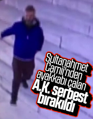 Sultanahmet Camii'nde şüpheli, ayakkabı çaldı