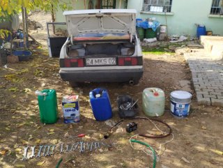 Denizli'de kurduğu düzenekle iş makinelerinden yakıt çaldı