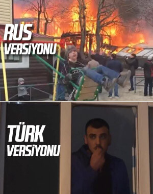 Yangın çıkan binada hiçbir şey olmamış gibi durdular