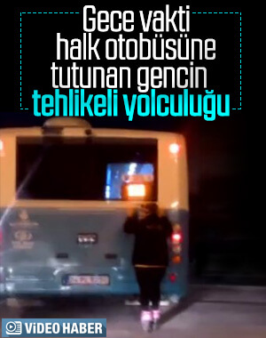 Otobüsün arkasına tutunup paten kaydı
