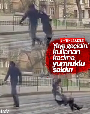 Ukrayna'da yaya geçidinde kadına yumruklu saldırı