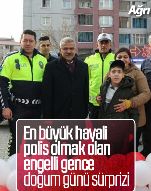 Polisliğe ilgi duyan engelli çocuğa polislerden sürpriz