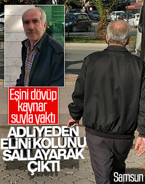 Eşini darbedip üzerine kaynar su döken adam serbest kaldı