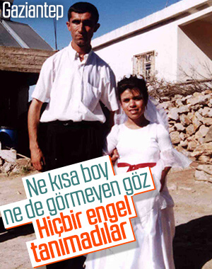 Biri kısa boylu, diğeri görme engelli çiftin mutluluğu