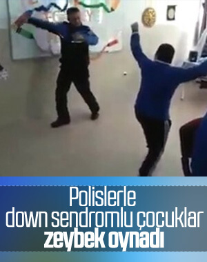 Down sendromlu Kadir polisle zeybek oynadı