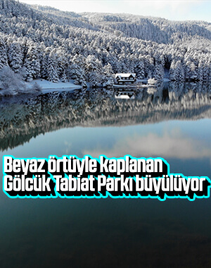 Etkili olan kar yağışı Gölcük Tabiat Parkı'nda güzel görüntüler oluşturdu