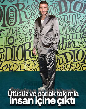 David Beckham parlak takım giydi