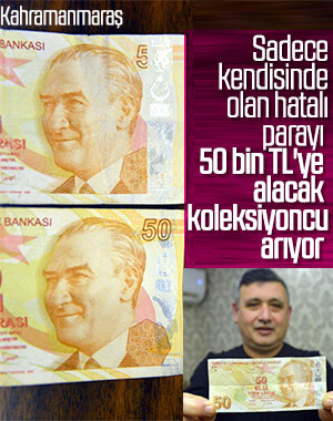 Hatalı basılan 50 TL'yi 50 bin TL'ye satacak