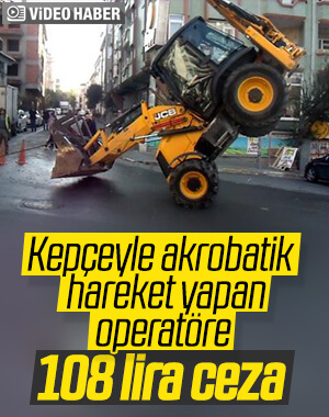 Avcılar'da kepçe üzerinde akrobatik hareketler