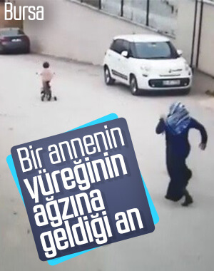 Yokuş aşağı hızlıca giden minik kızın annesi şoka girdi