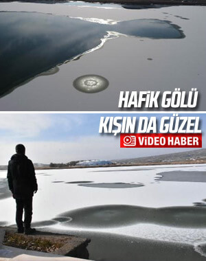 Buz tutan Hafik Gölü'nden seyirlik manzaralar