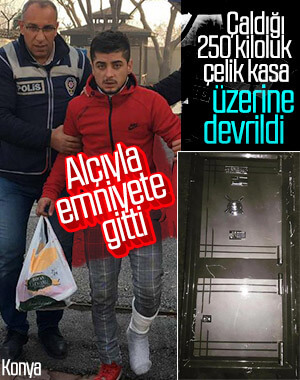 Çaldığı çelik kasayı ayağına deviren hırsız