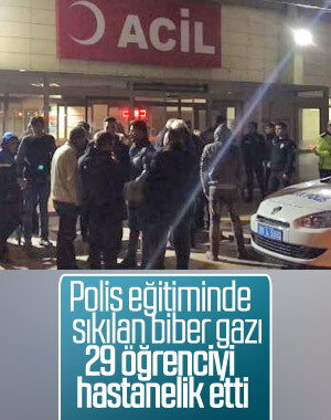 Polis eğitiminde sıkılan biber gazı hastanelik etti