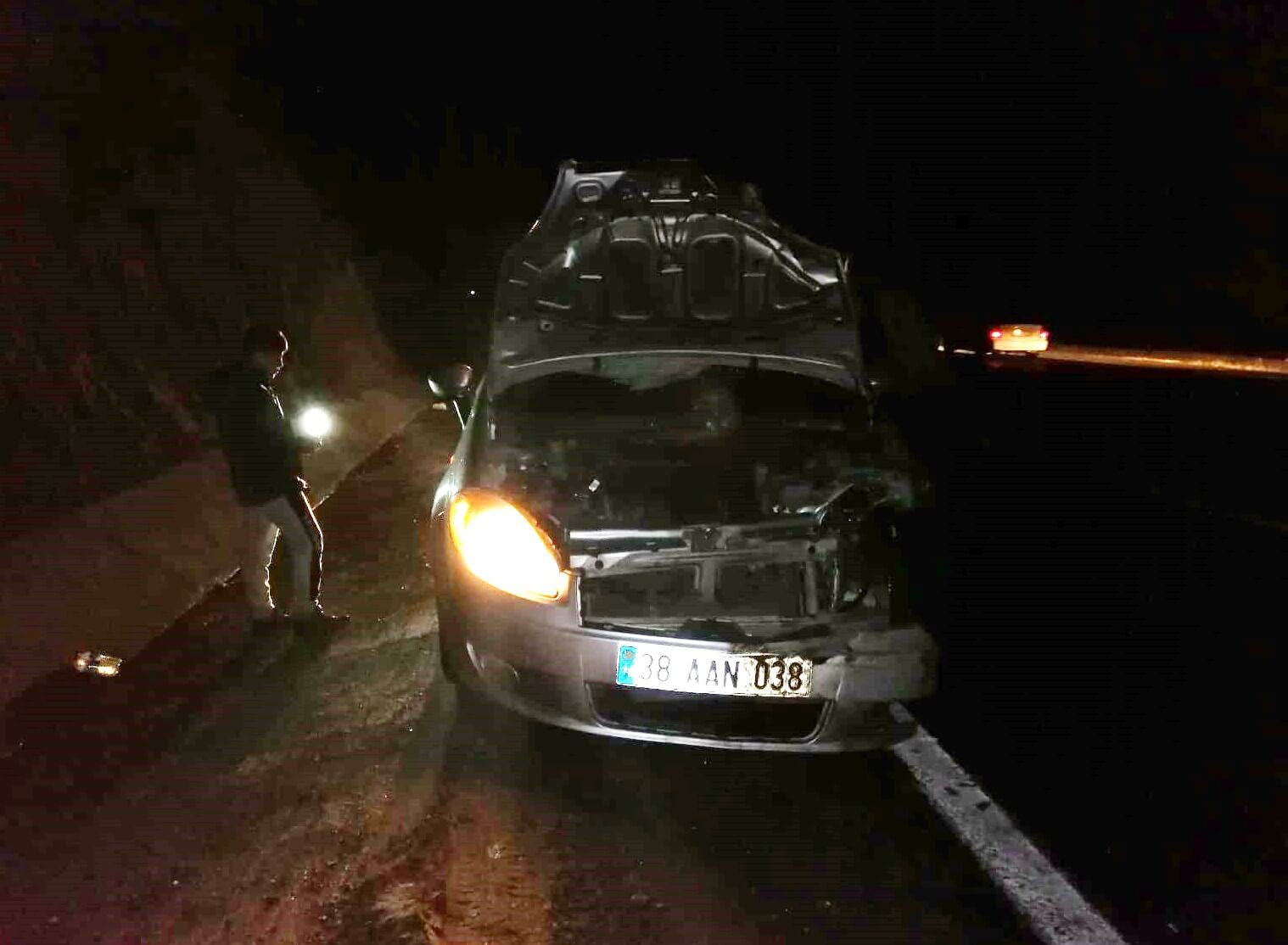 Aniden çıkan domuza otomobil çarptı: 1 yaralı