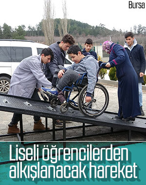 Okula gidemeyen engelli öğrenciye liseliler rampa yaptı