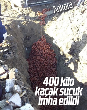 Ankara'da 400 kilo kaçak sucuk gömüldü