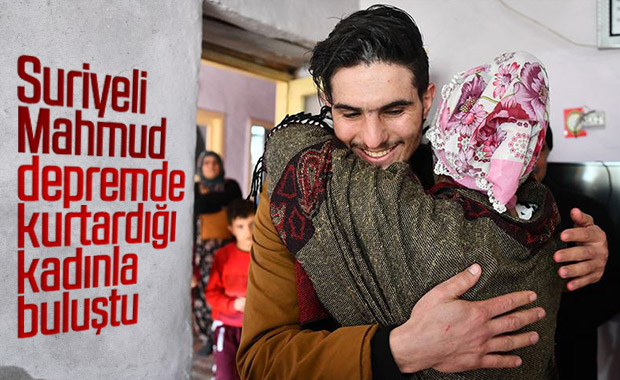 Suriyeli Mahmud kurtardığı depremzede ile buluştu
