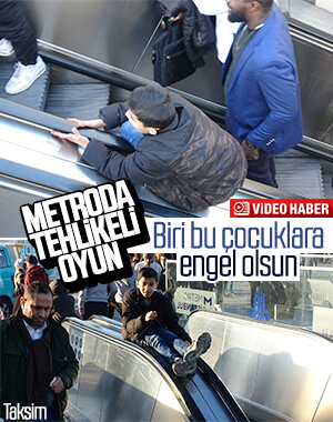 Yürüyen merdivenlerde tehlikeli oyun