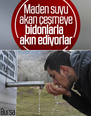 İnegöl'de çeşmeden maden suyu akıyor
