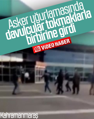 Asker uğurlamasında davulcular kavga etti
