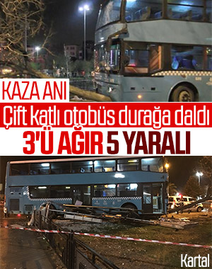 Kartal'da özel halk otobüsü durağa daldı: 5 yaralı