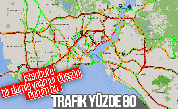 İstanbul'da yağmur sonrası trafik kilitlendi