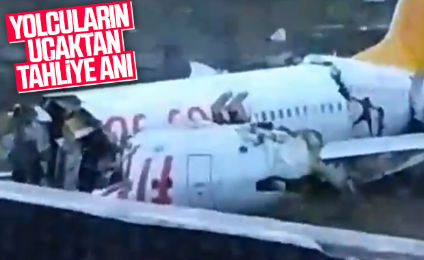 Kazanın ardından uçaktan çıkan yolcular