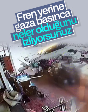 Gaz ile freni karıştıran kadın sürücü