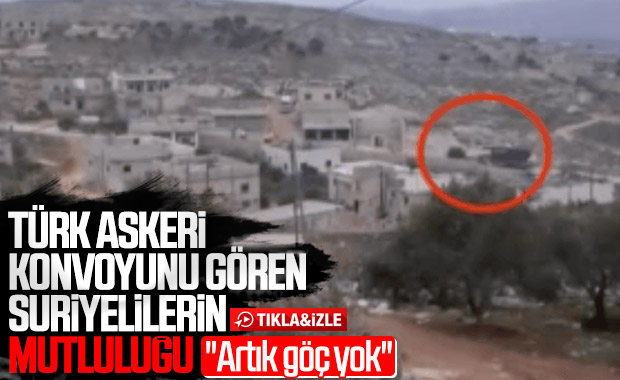 Türk konvoyunu gören Suriyelilerin sevinci
