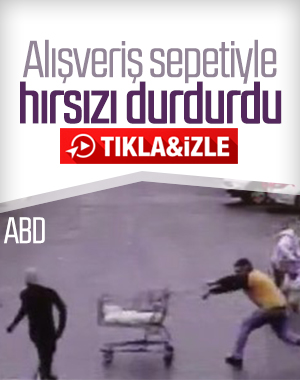 Alışveriş sepetiyle hırsızı yakalatan müşteri