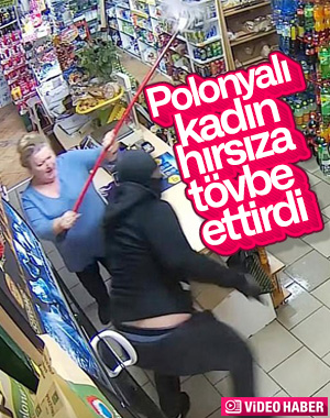 Silahlı hırsızı süpürgeyle kovaladı