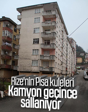 Rize'de yan yatan binalar vatandaşları korkutuyor