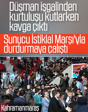 Sunucu, kavgayı durdurmak için İstiklal Marşı söyledi