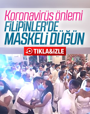 Filipinler'de 200 çift dünyaevine maskeyle girdi