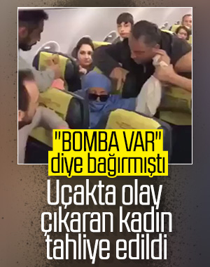 Uçakta bomba olduğunu söyleyince tutuklanan kadına tahliye