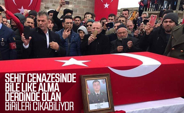Şehit cenazesinde sosyal medya derdine düştüler