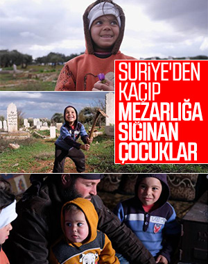 Rejimin saldırılarından kaçıp, mezarlığa sığındılar