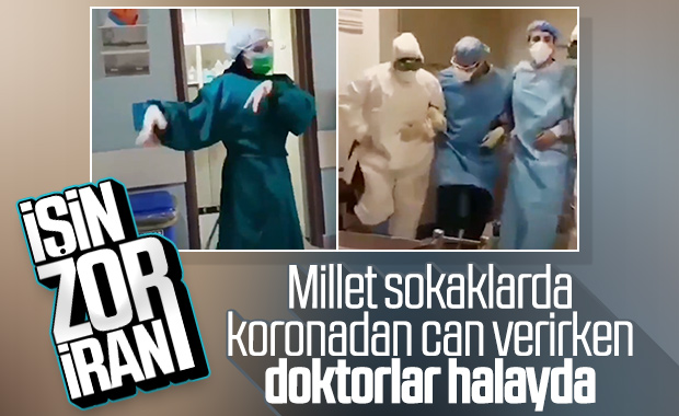 İran'da sağlık çalışanları dans ederek stres atıyor