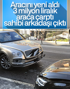 Yeni aldığı araçla lüks cipe çarptı